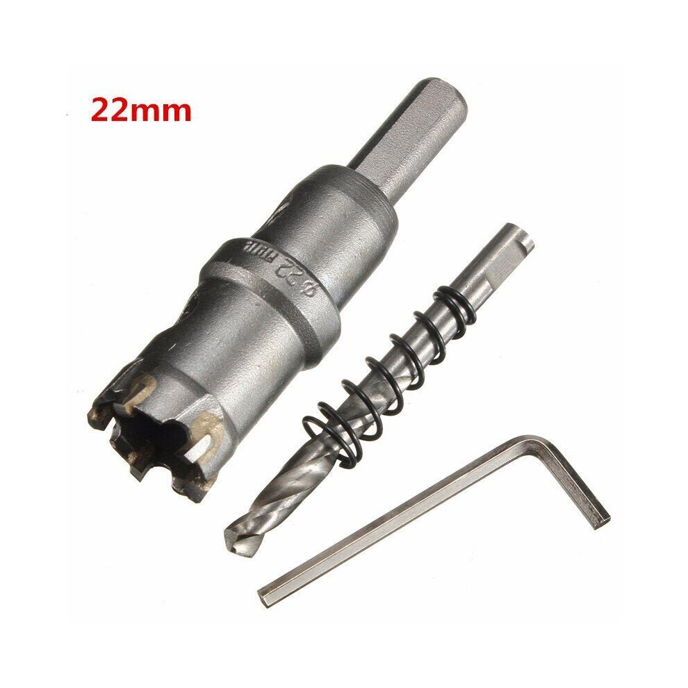 (22mm) 15mm - 24mm Carbide Tip Metal Cutter Hole Saw with Wrench/ Twist Drill Bit