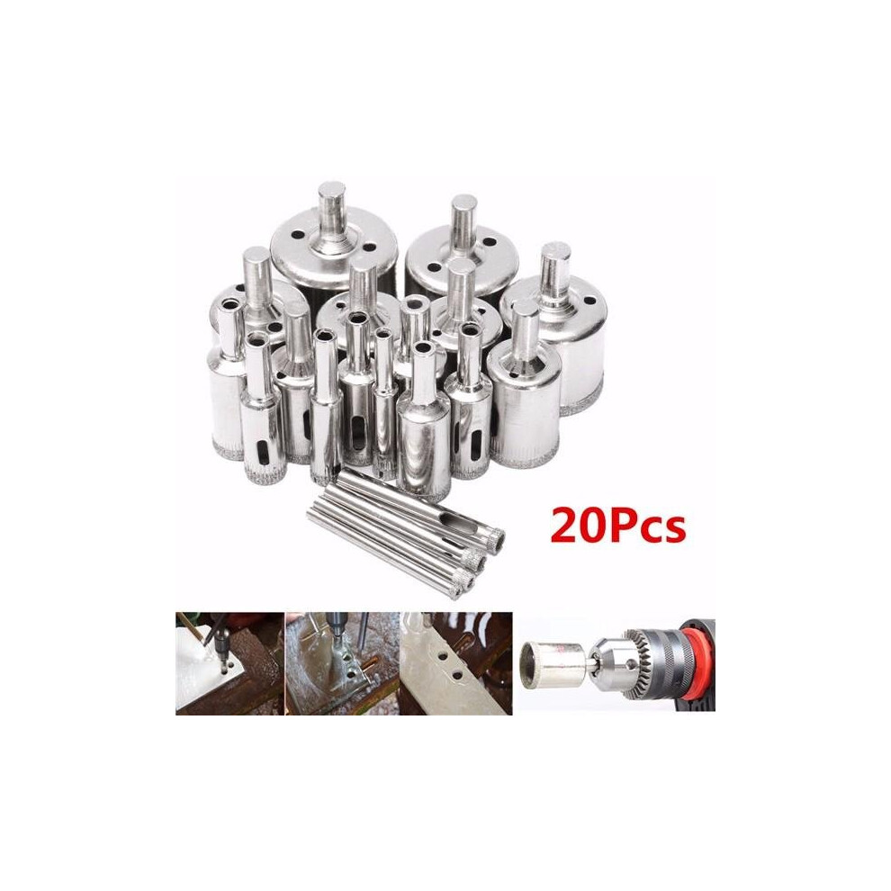 20pcs 4-40mm Diamond Hole Saw Drill Bit Set for Tiles Ceramic Glass Marble