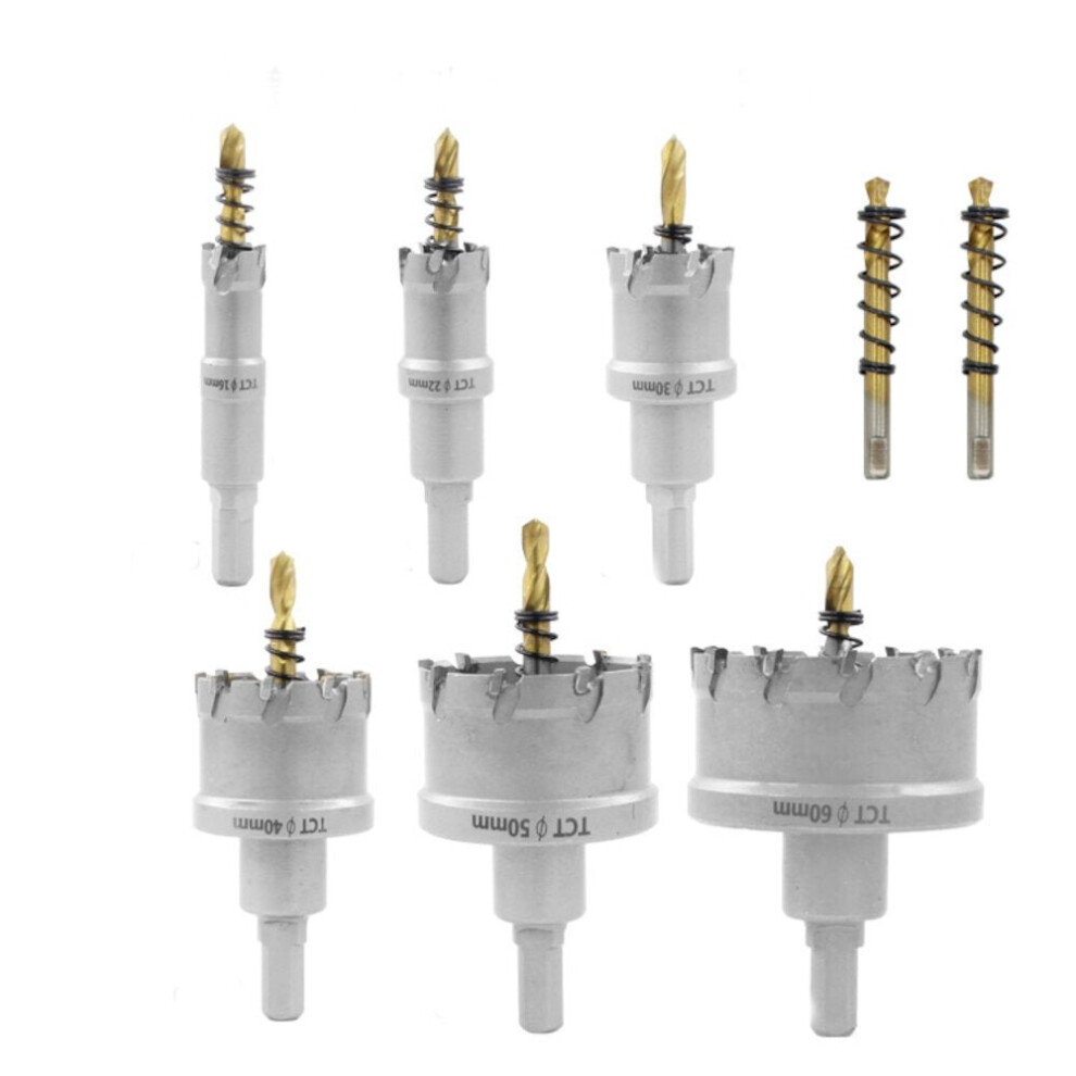 8pcs 16-60mm TCT Alloy Hole Saw Cutter Titanium Coated Drill Bit for Stainless Steel Aluminum Alloy