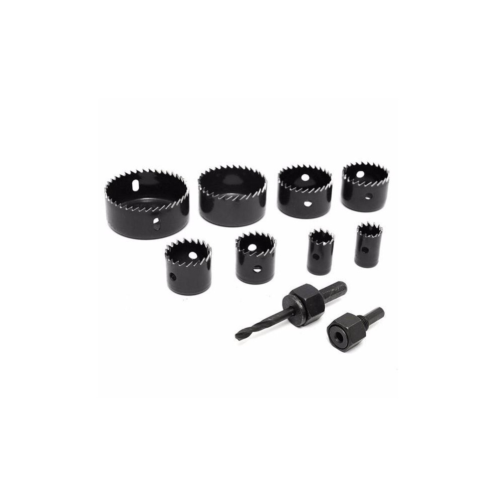 (Black) 8pcs Hole Saw Cutting Set with Hex Wrench Wood Alloy Iron Cutter