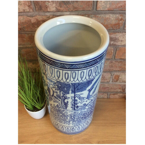 Blue and White Garden Ceramic Umbrella / Walking Stick Stand 2