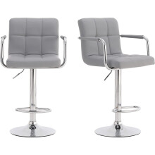 2X Grey PU Bar Stools UK Rest Kitchen Breakfeast Chairs Sale UK Best
