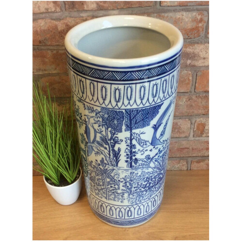 Blue and White Garden Ceramic Umbrella / Walking Stick Stand 1