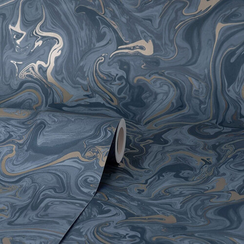 Fine Decor Fine Decor Marble Navy Blue Wallpaper FD43055 1