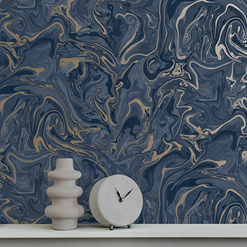Fine Decor Fine Decor Marble Navy Blue Wallpaper FD43055 2