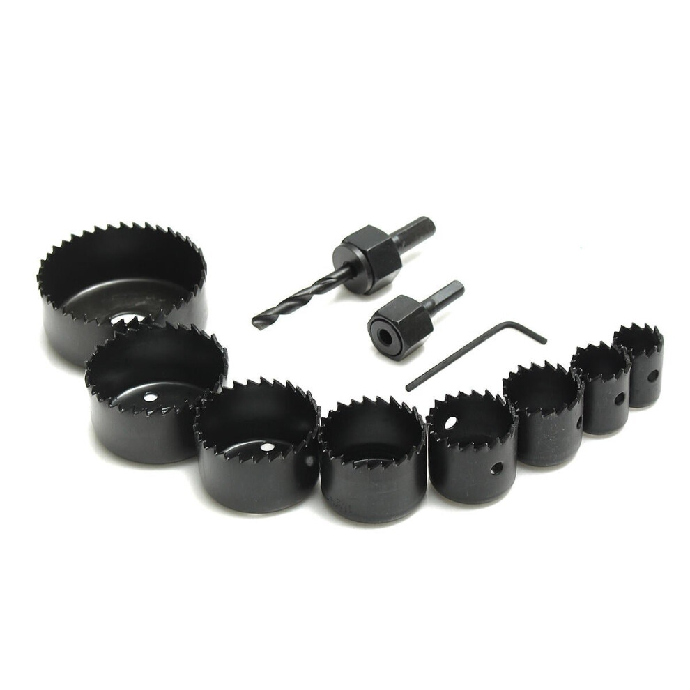 11Pcs Hole Saw Cutter Set 19-64Mm Carbon Steel For Wood Metal Cutting 6112211915111