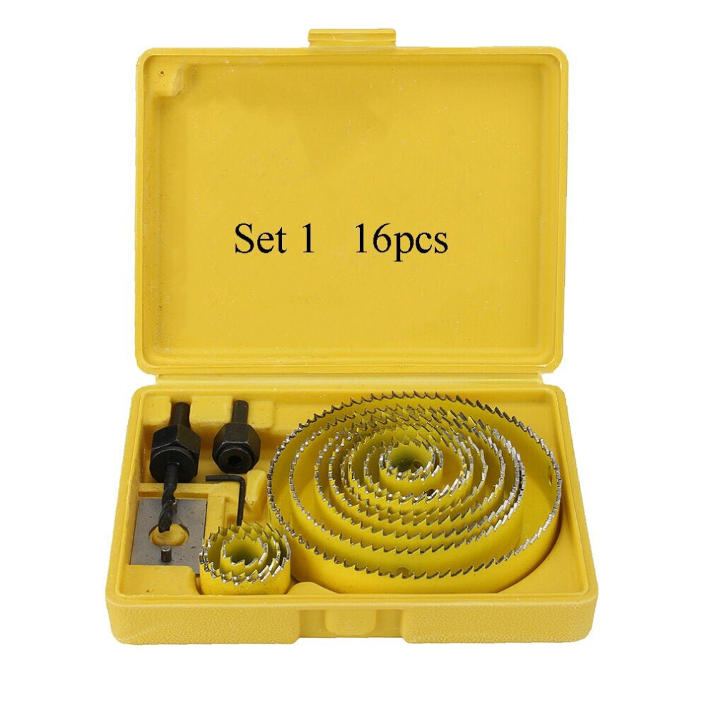 (Set 1(16Pcs)) 11/16Pcs 19-127Mm Alloy Woodworking Hole Saw Cutter Gypsum Board Pvc Wood Plate Reamer Distance Set 6112211920733