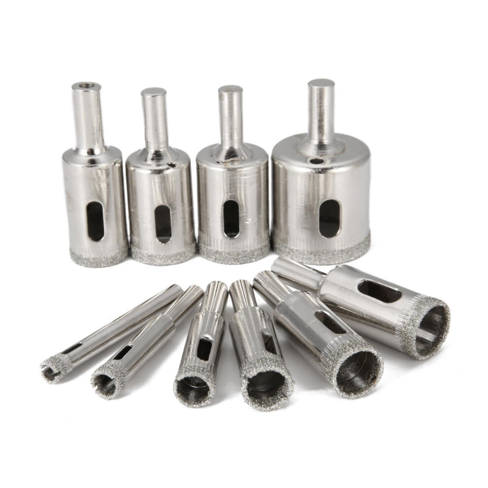 10pcs Diamond Drill Bit Set 6mm to 30mm Diamond Tools Hole Saw Cutter for Glass