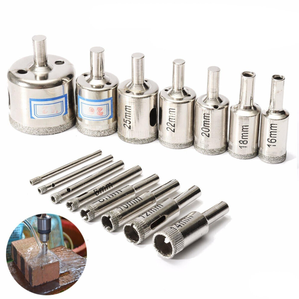 15Pcs 3-42Mm Diamond Hole Saw Cutter Set Tile Ceramic Glass Porcelain Marble Drill 6112211914961