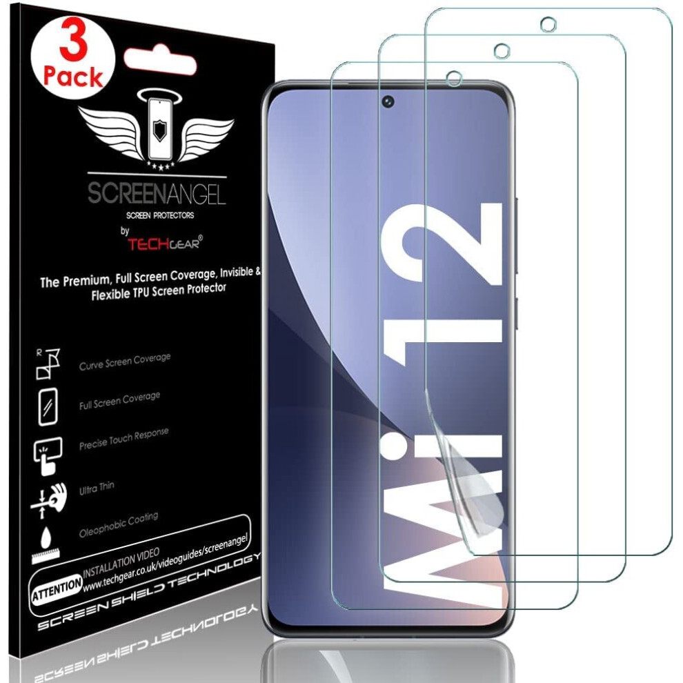 TECHGEAR [3 Pack Screen Protector fits Xiaomi 12 5G [Screen Angel Edition] [Case Friendly] [Bubble Free] [FULL Screen Coverage]...