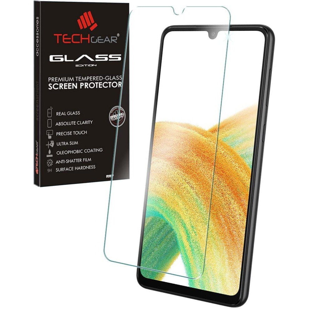 TECHGEAR GLASS Edition Compatible with Samsung Galaxy A33 5G, Tempered Glass Screen Protector Cover [2.5D Round Edge] [9H...