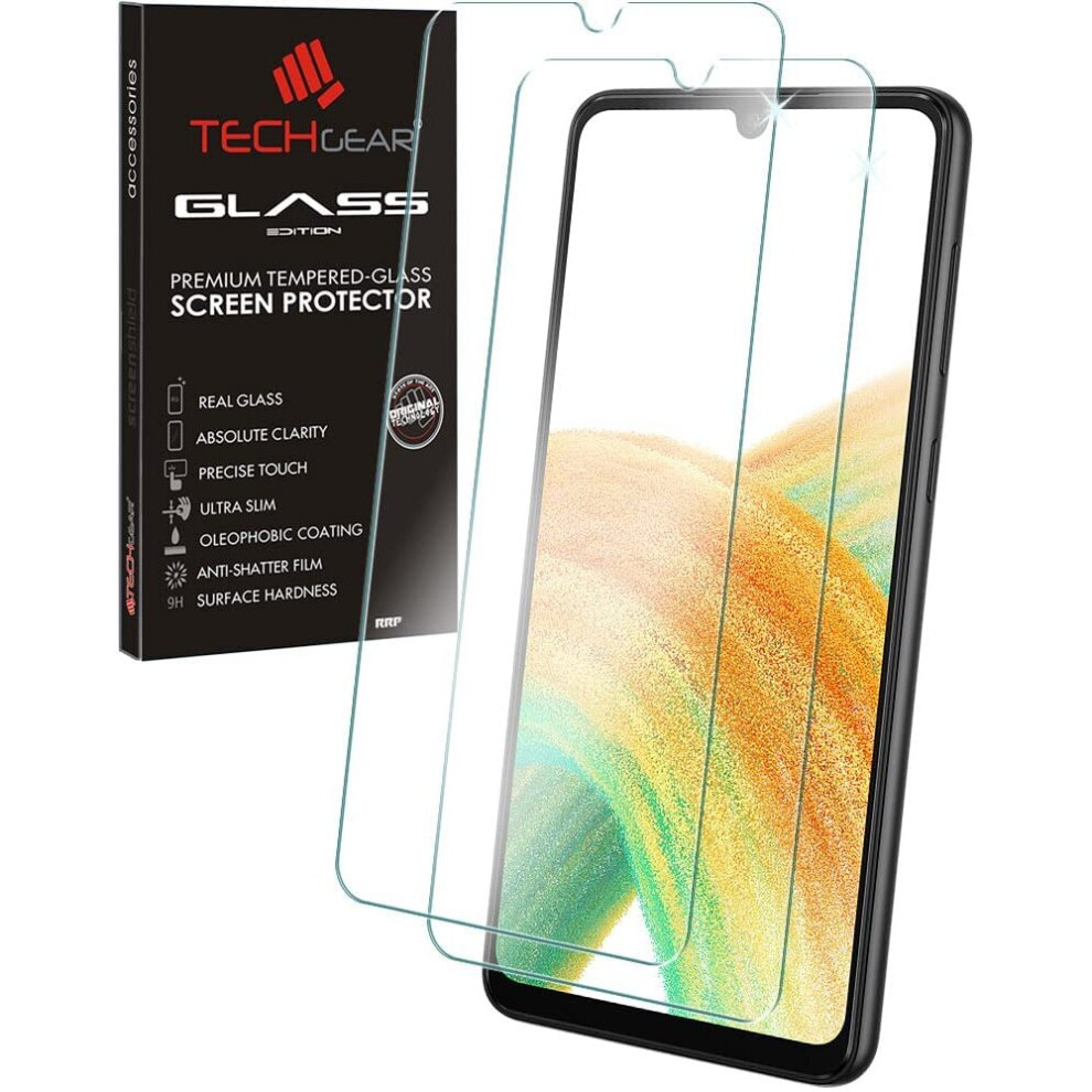 2 Pack TECHGEAR GLASS Edition Compatible with Samsung Galaxy A33 5G, Tempered Glass Screen Protector Covers [2.5D Round Edge]...