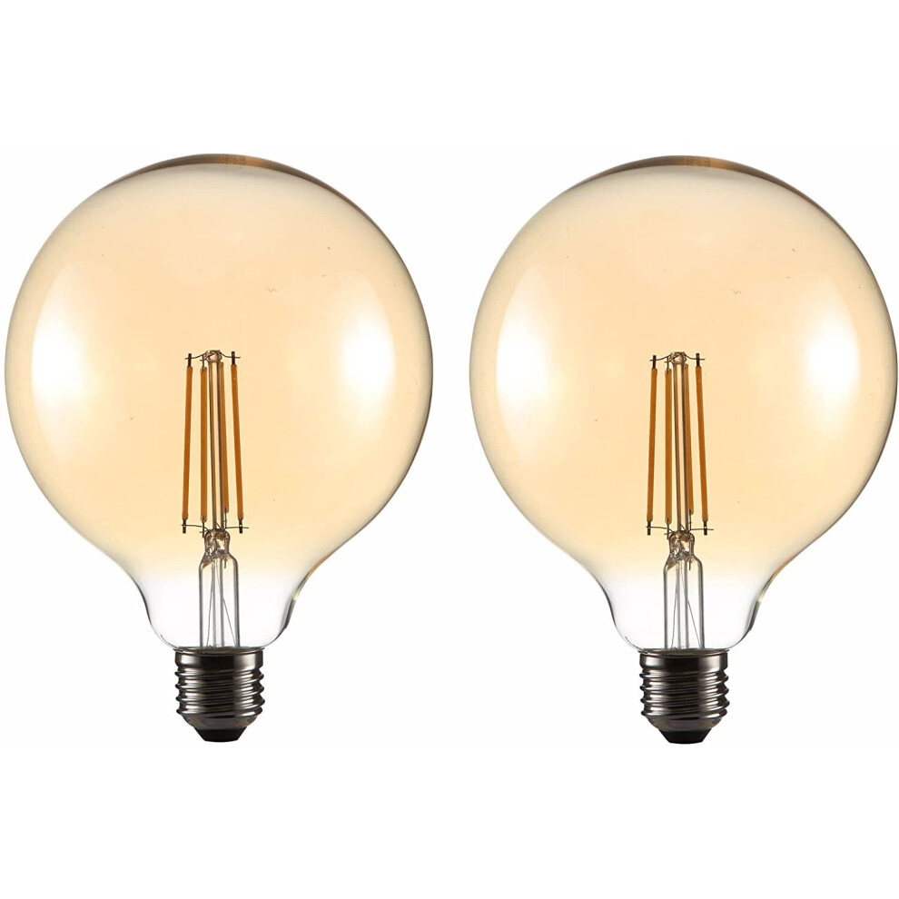 TEKLED G125 Filament Vintage LED Bulbs | E27 Edison Screw | Energy Saving 6.5W Light Bulb 53W Equivalent | NONDIMMABLE Amber...-image-OPC-P97XCFJ-NEW
