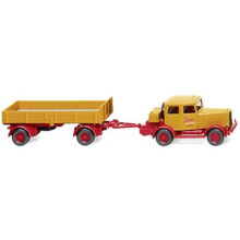 Wiking 085048 Hanomag with Flat Bed Trailer Bölling, Miniature Model 1:87 - Not a Toy