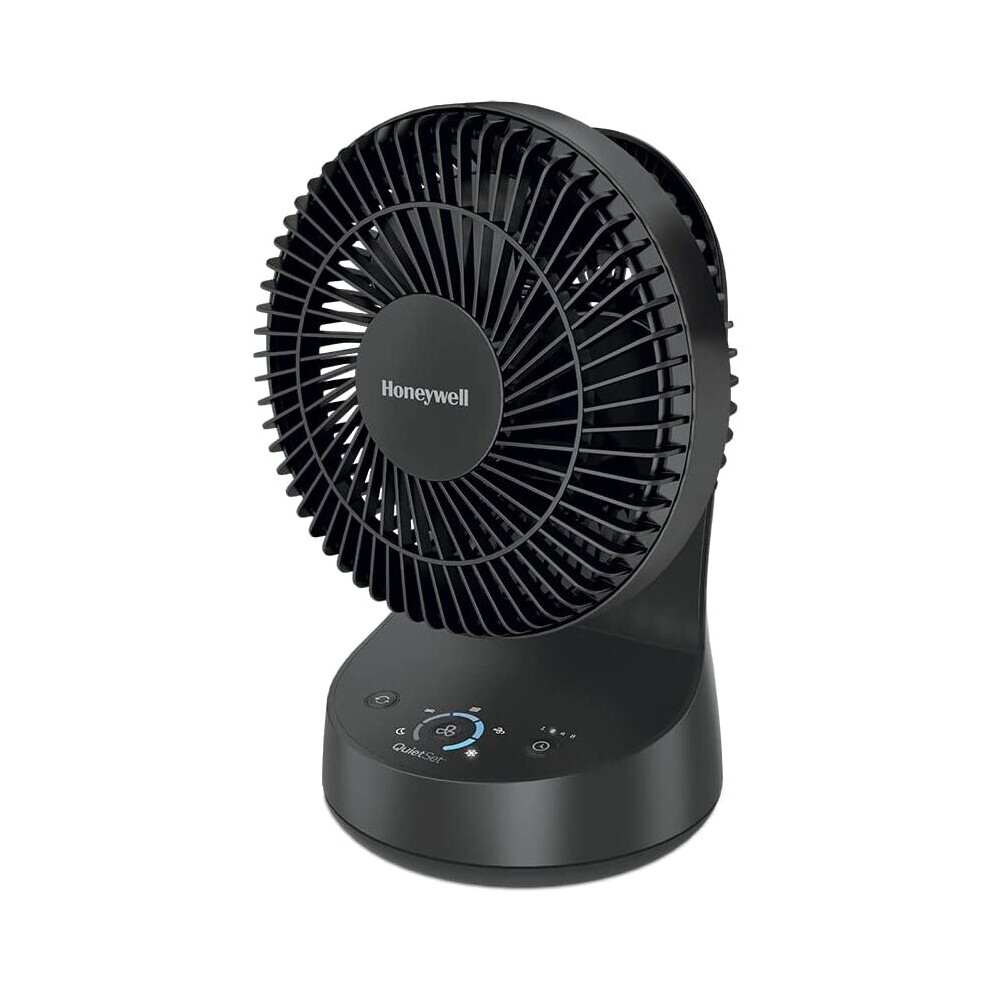 Honeywell QuietSet Oscillating Table Fan, Black – Personal and Small Room Fan with Quiet Operation and 5 Levels of Power and...