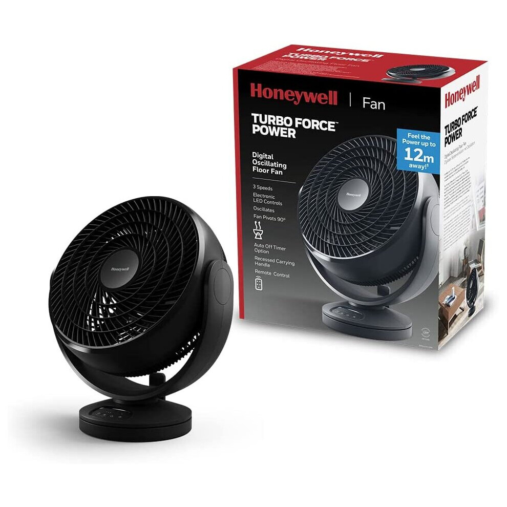 Honeywell Turbo Force Digital Oscillating Floor Fan (Small, Personal Fan for Home or Office with Remote Control and Electronic...