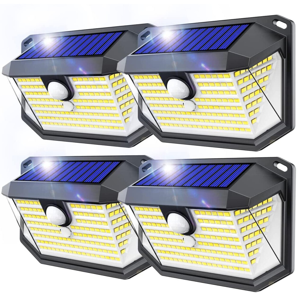 [4 Pack] Solar Security Lights Outdoor Super Bright 178LED Solar Wall Lights 270Wide Angle Solar Motion Sensor Lights IP65...