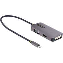 StarTech.com USB C Video Adapter, USB C to HDMI DVI VGA Adapter, Up to 4K 60Hz, Aluminum, Multiport Video Display Adapter,...