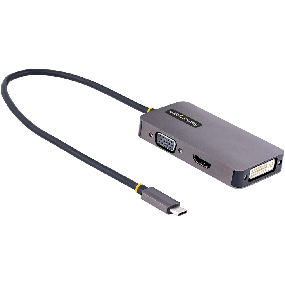 Startech.com Usb C Video Adapter, Usb C To Hdmi Dvi Vga Adapter, Up To 4K 60Hz, Aluminum, Multiport Video Display Adapter,... 065030895583