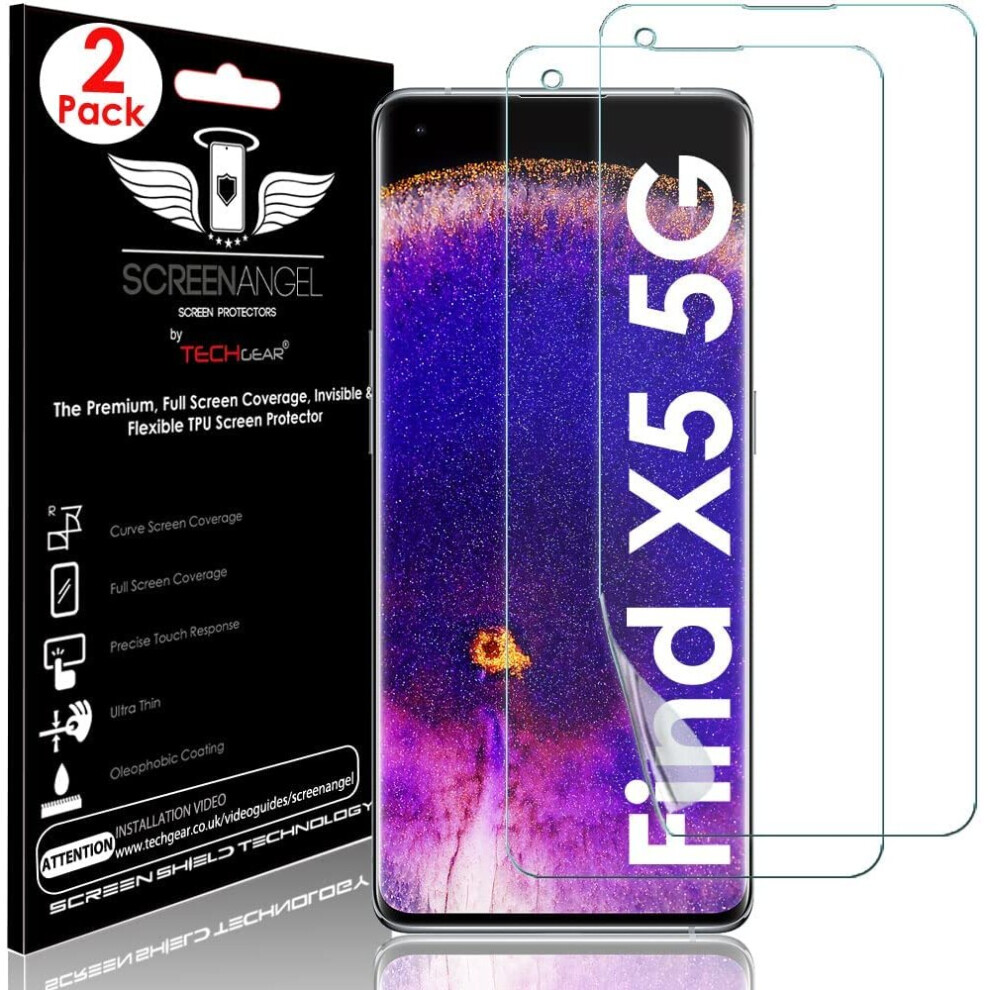 Techgear [2 Pack Screen Protector Fits Oppo Find X5 5G [Screen Angel Edition] [Case Friendly] [Bubble Free] [Full Screen...