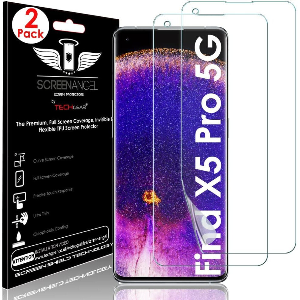 Techgear [2 Pack Screen Protector Fits Oppo Find X5 Pro 5G [Screen Angel Edition] [Case Friendly] [Bubble Free] [Full Screen...