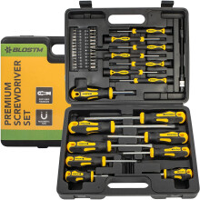 BLOSTM 42-Piece Magnetic Screwdriver Set with Comfort Grip, Chrome Vanadium, Magnetic Tips, 25 Bits & Case - BLPSS42