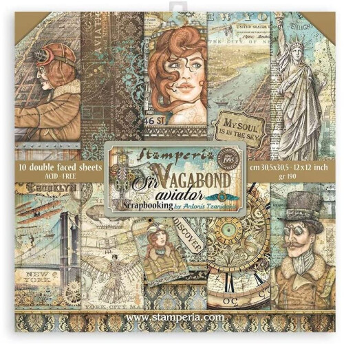 Stamperia - Scrapbooking Pad - Sir Vagabond - Aviator