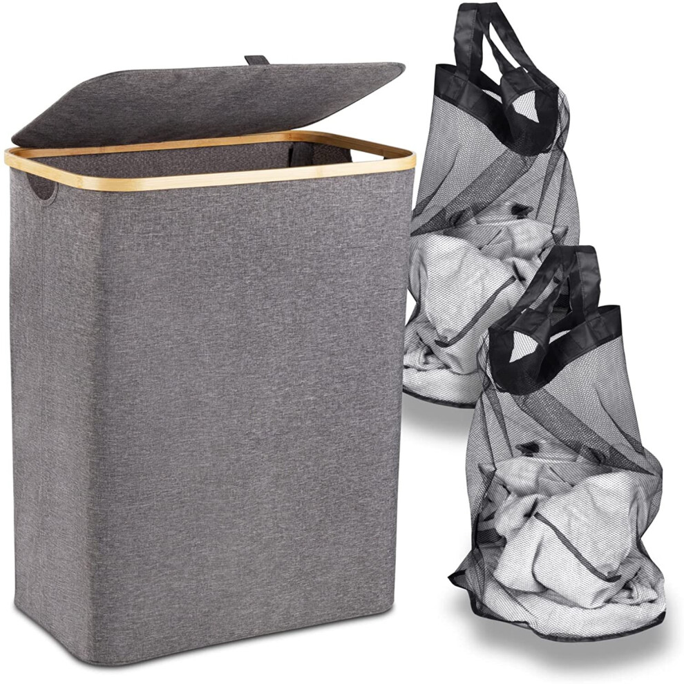 Vitapur Laundry Basket with Lid - 2 Removable Laundry Bags - Water-Repellent Laundry Baskets I Laundry Hamper Laundry Sorter...