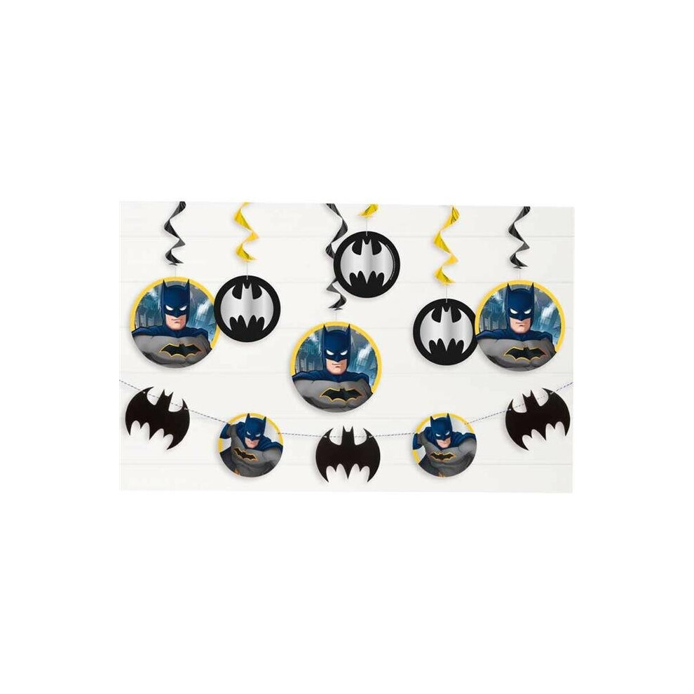 Unique Industries 654256 Batman Happy Birthday Hanging Banner Swirl Bunting Childrens Party Decorations