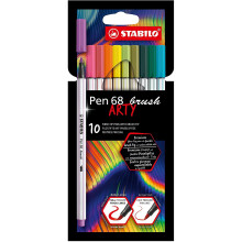 STABILO Premium Fibre-Tip Pen Pen 68 borste ARTY - Plnbok med 10 - Diverse frger