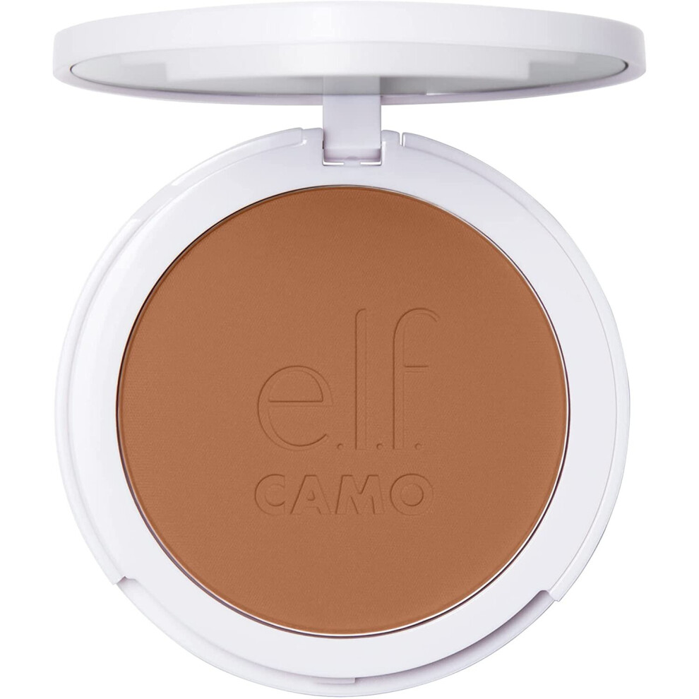 E.l.f. Camo Powder Foundation, Lightweight, Primer-Infused Buildable & Long-Lasting Medium-To-Full Coverage Foundation, Tan 415 C
