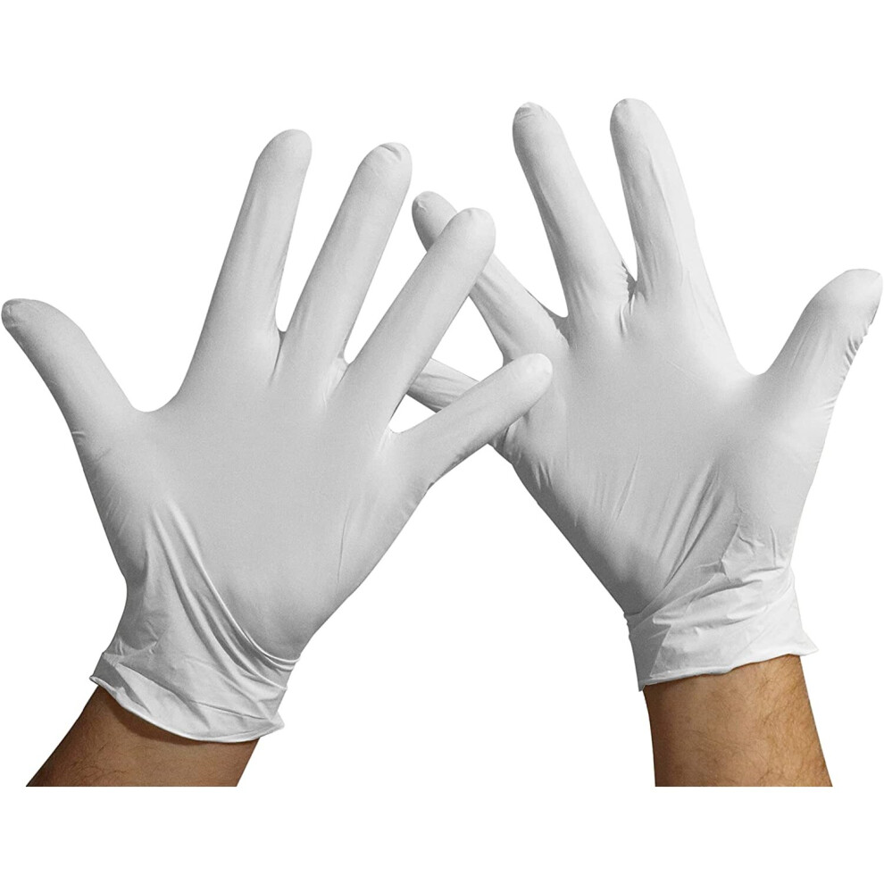 Kmina- Nitrile Gloves Medium, Nitrile Gloves White, Gloves Disposable, White Gloves Disposable, (Latex Free) 8436584361596