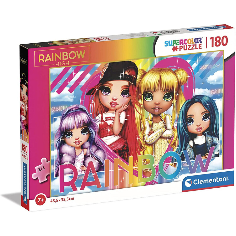 Clementoni 29776 Rainbow High Supercolor High-180 Pieces-Jigsaw Puzzle for Kids Age 7, Multicolor, Medium