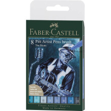 Faber-Castell PITT Artist Pen Brush India Ink Pen -wallet of 8 - The Blues,167173