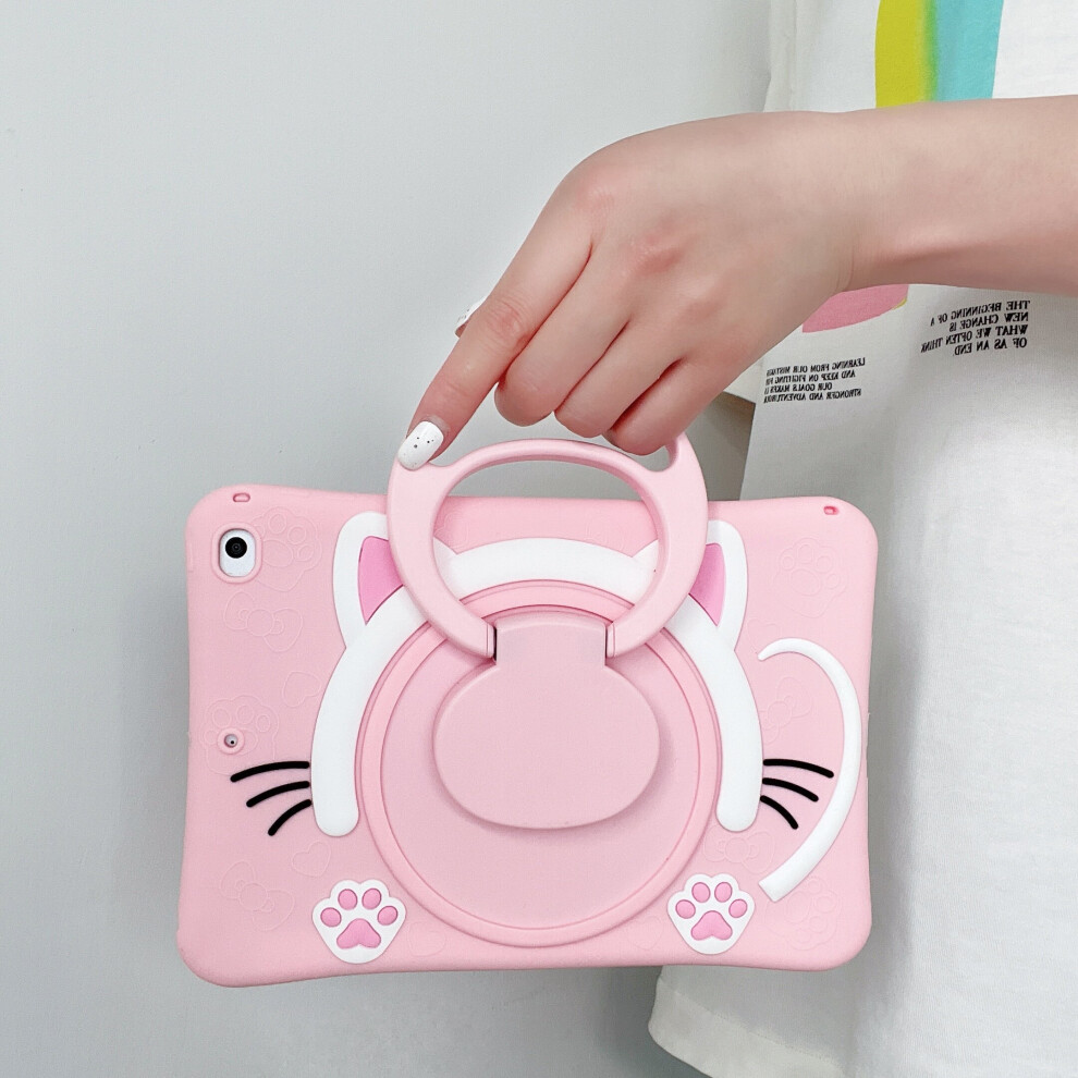 (for iPad Mini 6 6th 2021, Baby Pink) Cute Silicone Rotating Stand Case Cover for iPad 9.7 11 Mini