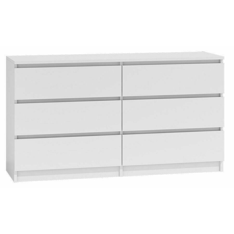 (6 Large Drawer) MODERN White Chest Of Drawers Bedroom Furniture