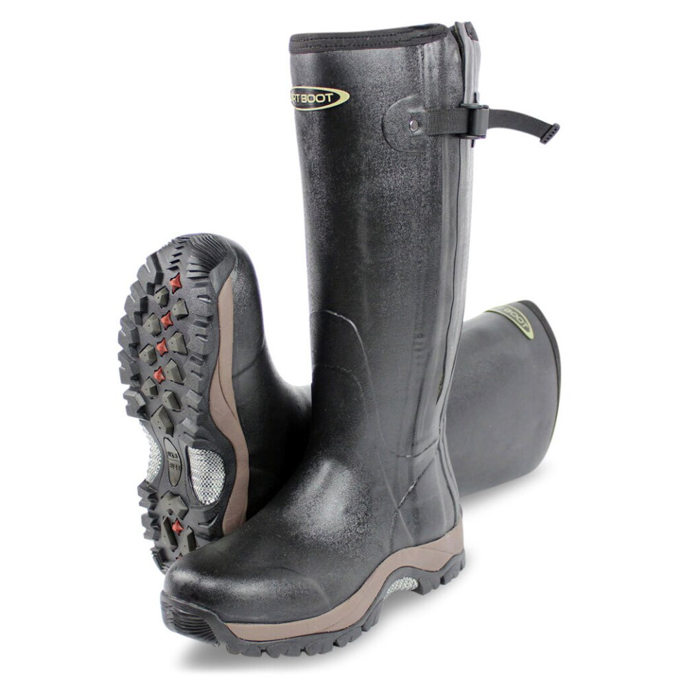 Dirt Boot (8 Uk Eu42, Black) Unisex Neoprene Rubber Wellington Muck Boot Pro-Sport Zip Wellies