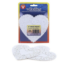 Hygloss Products HYG91041-6 Doilies 4 White Hearts - 100 Per Pack - Pack of 6
