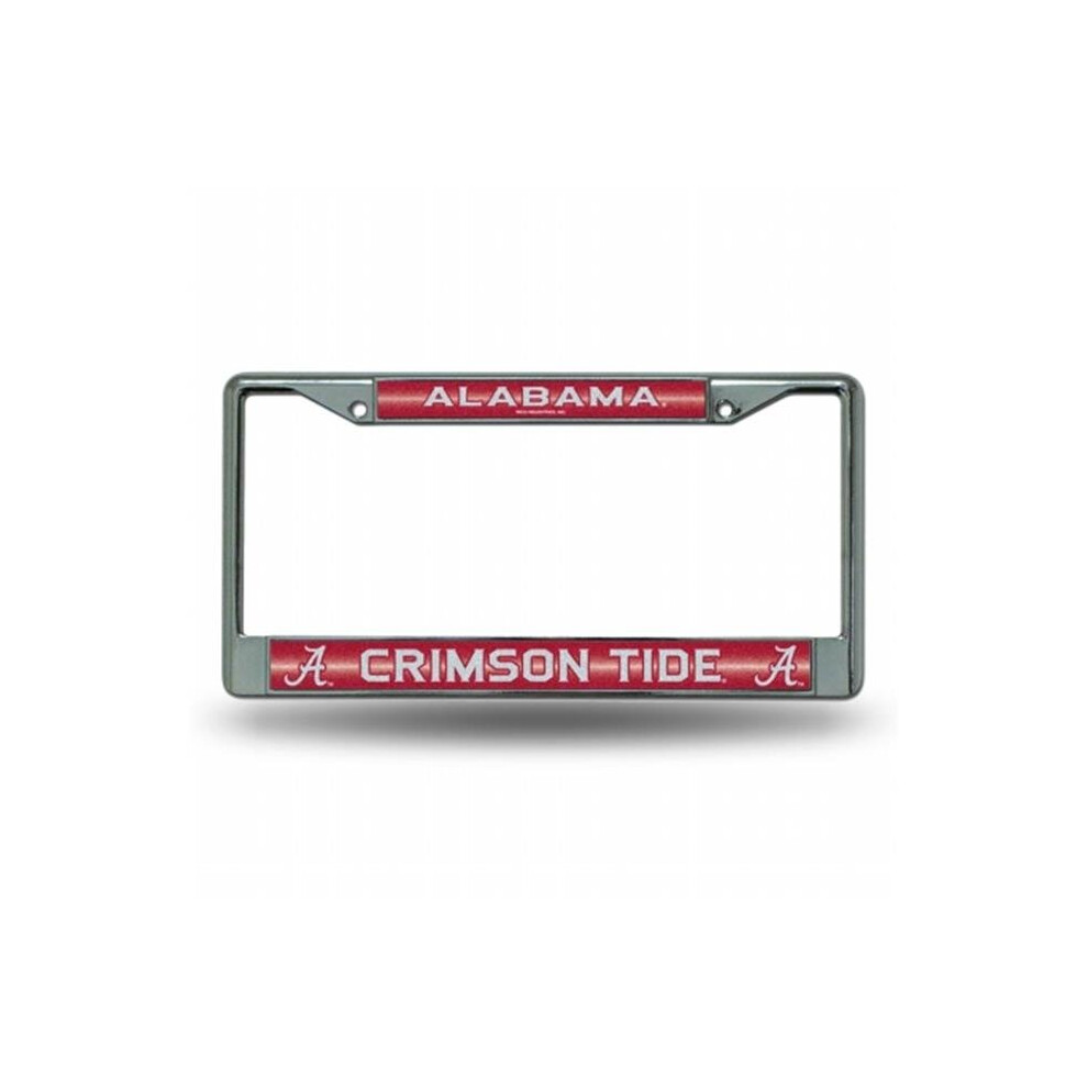 Rico Industries Ric-Fcgl150101 Alabama Crimson Tide Ncaa Bling Glitter Chrome License Plate Frame 094746834364