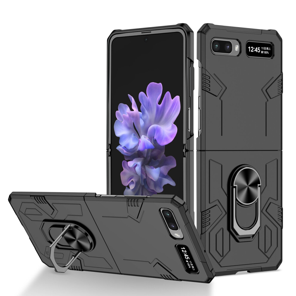 Amhello (Black) Magnetic Ring Stand Case Pc Shockproof Cover For Samsung Galaxy Z Flip 1 2 Black