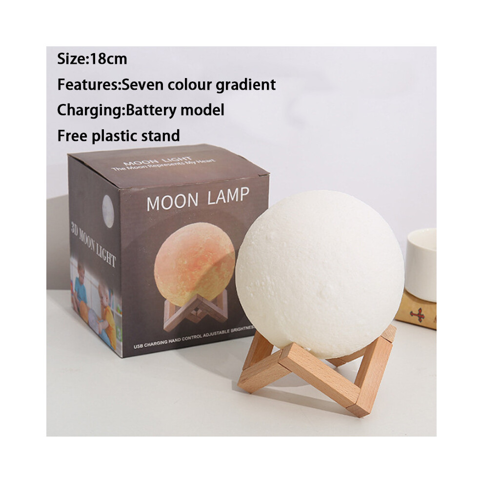 (18CM Battery) 3D Remote Control 16 Colour Rechargeable Moon Lamp Night Light Kids Dimmable LED
