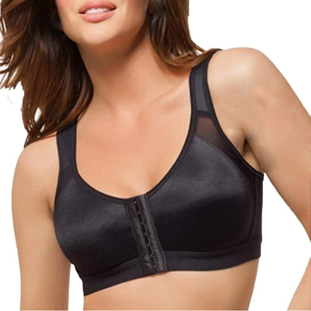 Unbnranded (Black, L) Women Posture Corrector Front Closure Bra Wire Free Back Support Underwear Fitness Yoga Vest