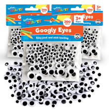 600pk Self Adhesive Googly Eyes | 3 x 200pk Large and Small Sticky Eyes
