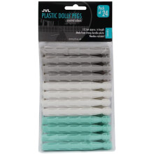 JVL Plastic Dolly Pegs, Pack of 24