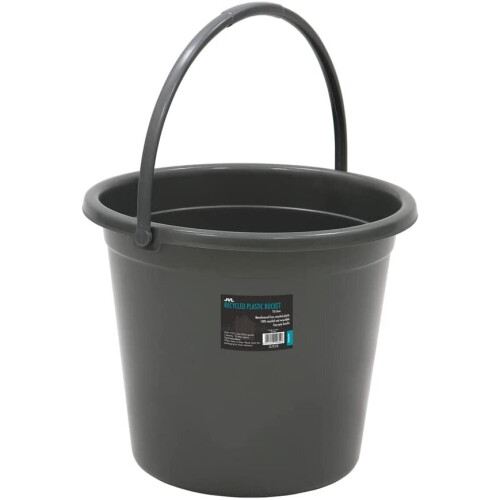 JVL 10 Litre Round Recycled Plastic Bucket, Grey