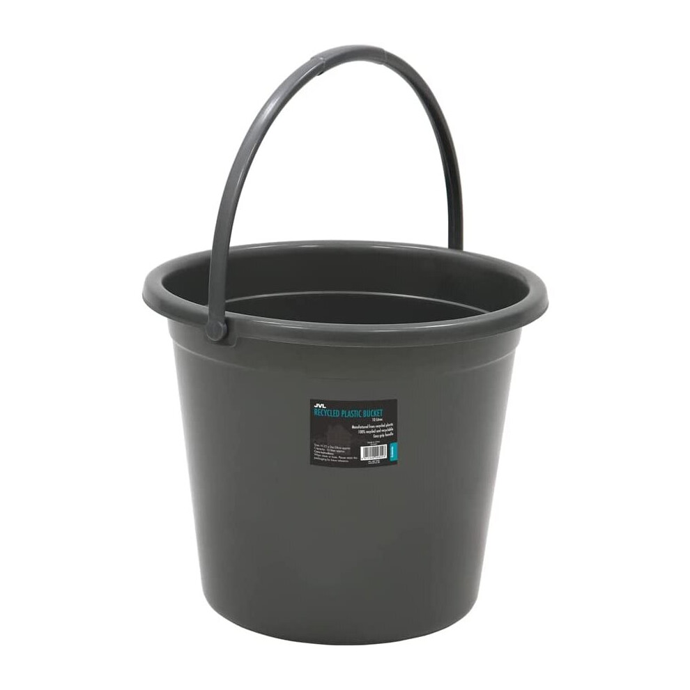 JVL 10 Litre Round Recycled Plastic Bucket, Grey