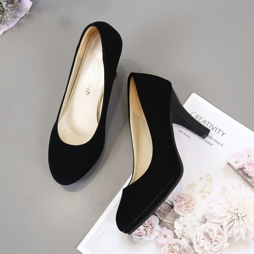 Suede Black 36 Court Shoes Work Dance Ladies Party Office New Mid Heel Ladies Heels Women on OnBuy