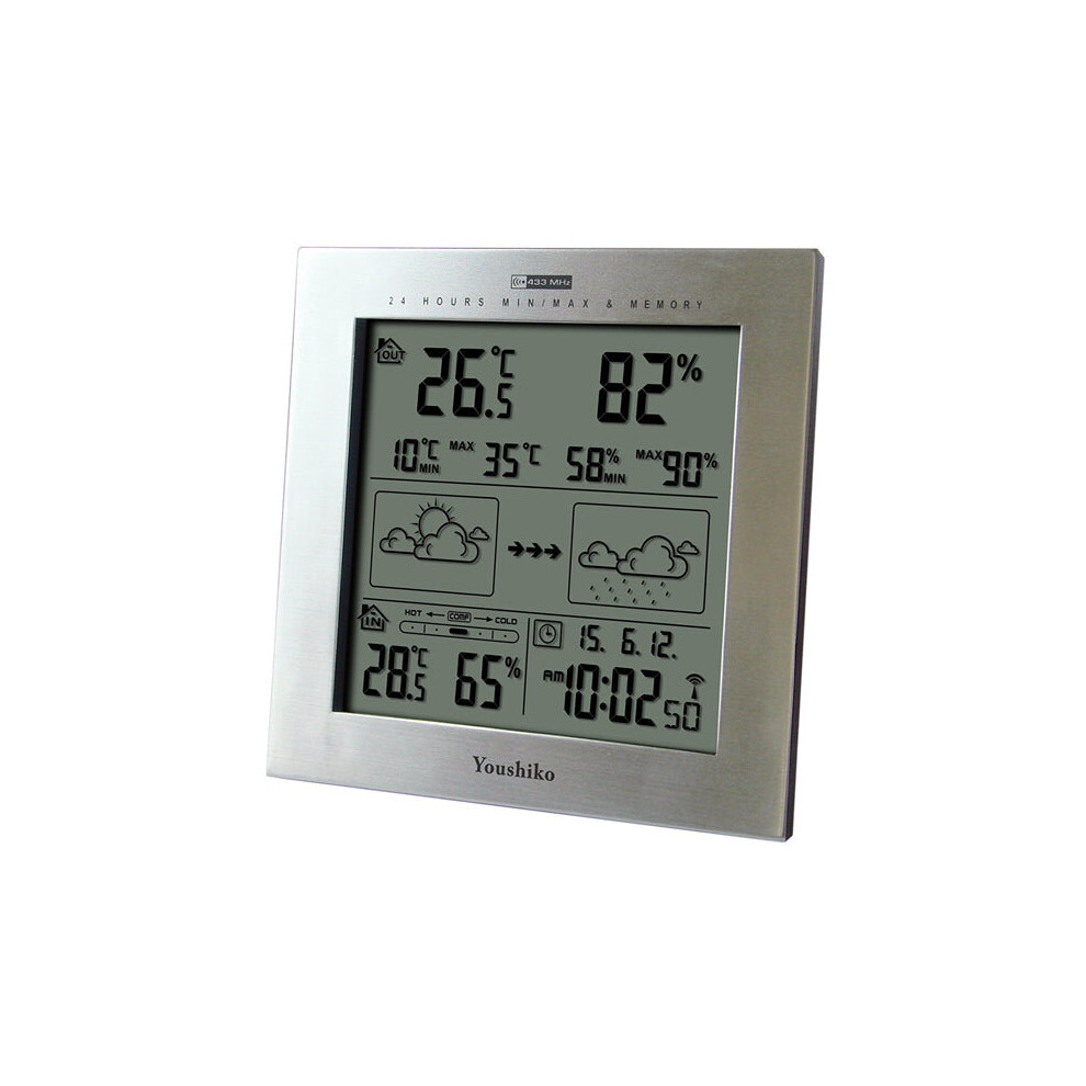 Weather Station with Radio Controlled Clock  Indoor Outdoor Temperature Thermometer, Humidity, Date & Frost Alarm