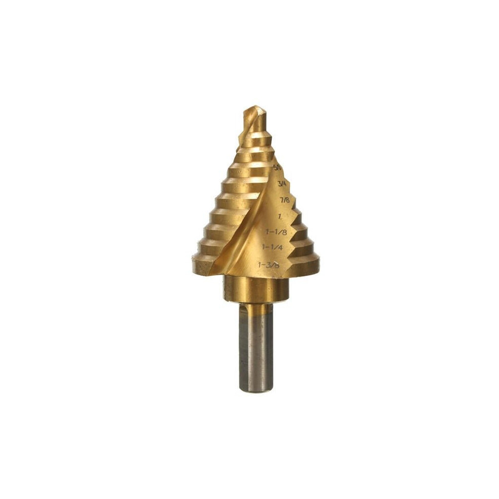 1/4 Inch to 1-3/8 Titanium Coated Step Drill Bit 9mm Round Shank