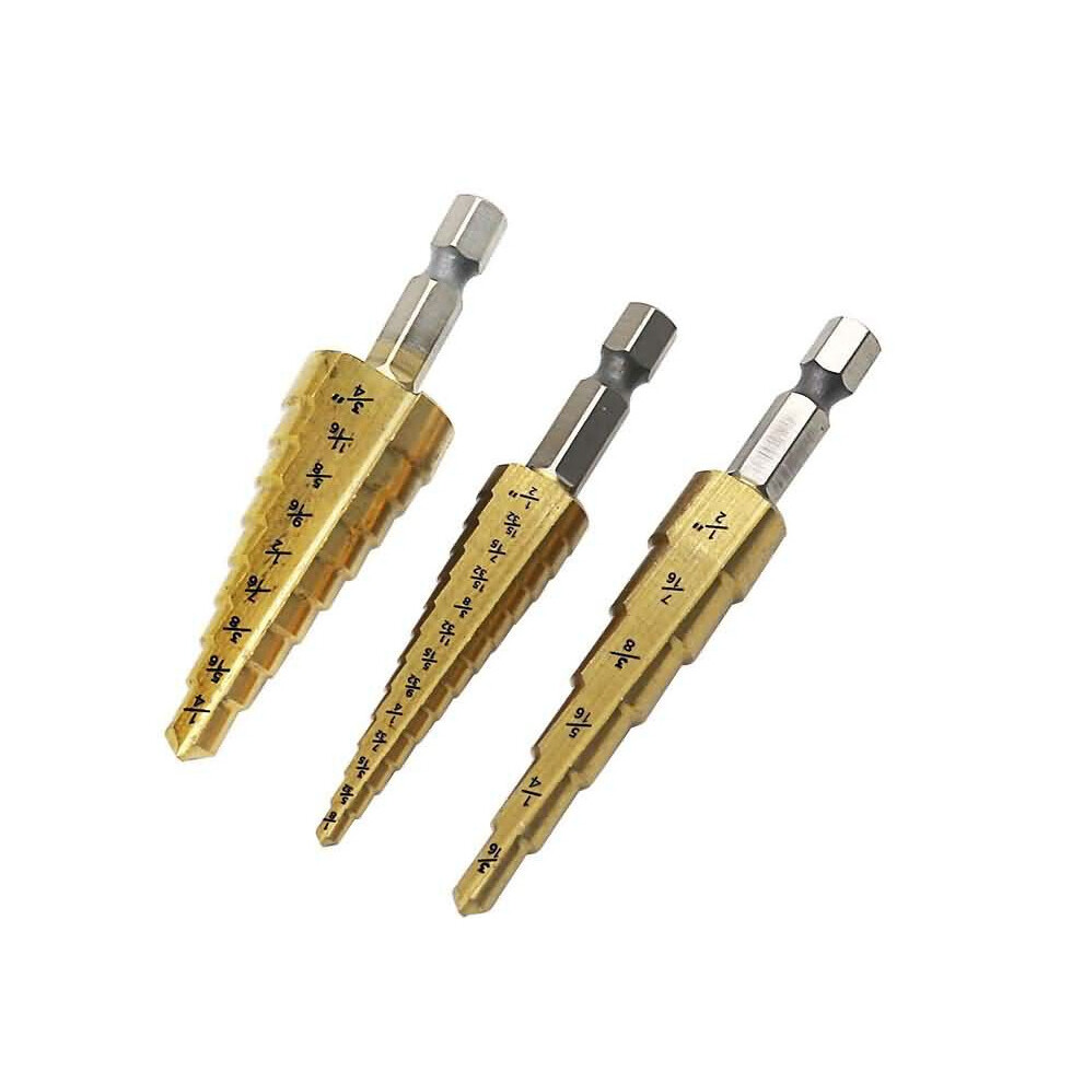 () 3/16-1/2 1/4-3/4 1/8-1/2 Inch Step Drill Bit Type 1/4 Shank